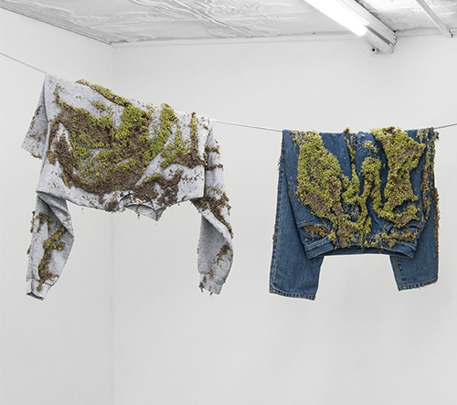 Bea Fremderman nechává vyprané prádlo zarůst zelení jako živé sochy